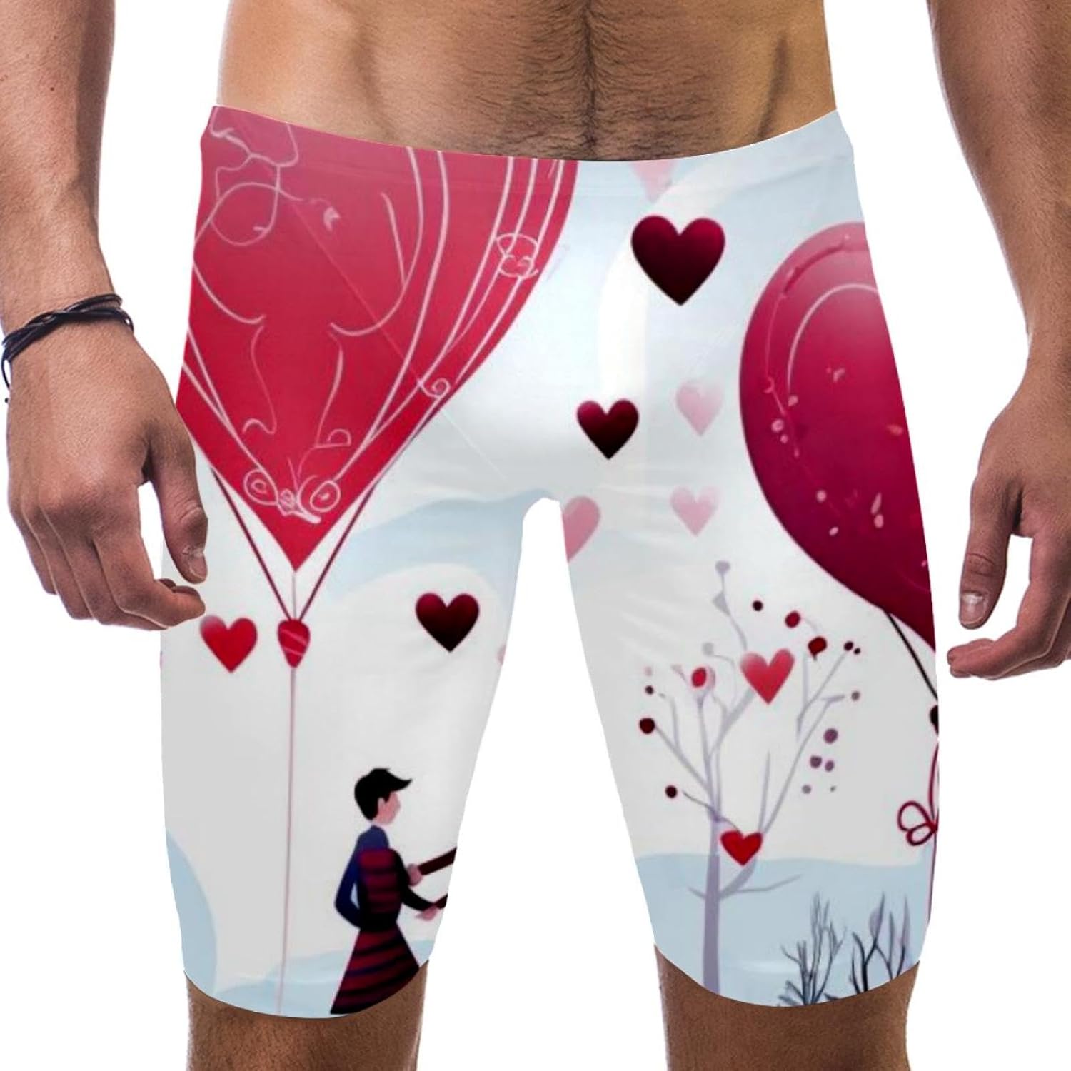 Valentine's Day Jammers for Men, Size S to 3XL Swim Jammer Swimsuit for Practice and Competition Swimming