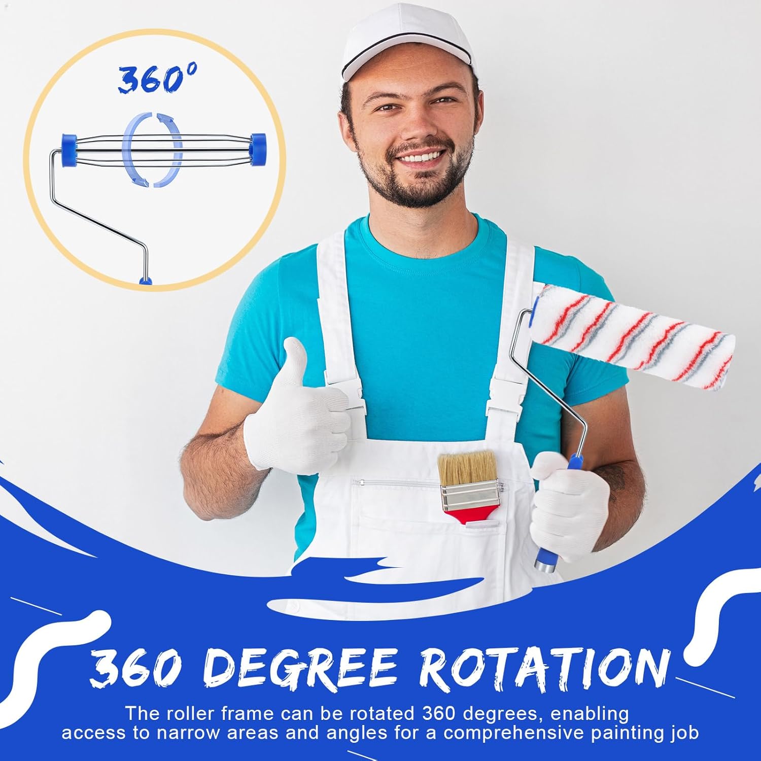 Leumoi 36 Pack 9 Inch Paint Roller Frame 5 Wire Galvanized Roller Handle Brush House Painting Supplies for Wall House Home Repair Tools, Use with 9" Paint Covers (Blue)