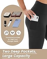 Vista 3 de NexiEpoch - Paquete de 4 leggings suaves para mujer, con bolsillos, control de abdomen y cintura alta, pantalones capri para yoga y ejercicio