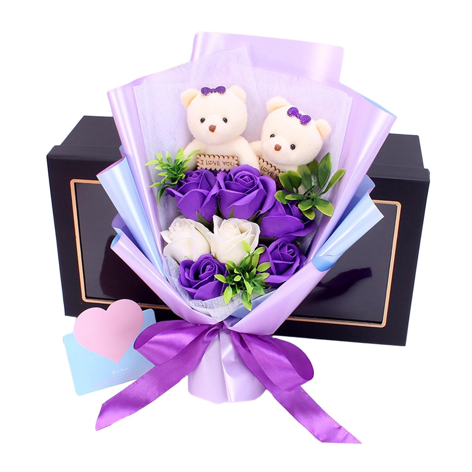 Arreglos Florales de Jabón Artesanales, Perfumados, Regalos de Valentín para Jardín, Interior, Exterior, Mascotas, Estudiantes Y Amigos, Violeta, Individual