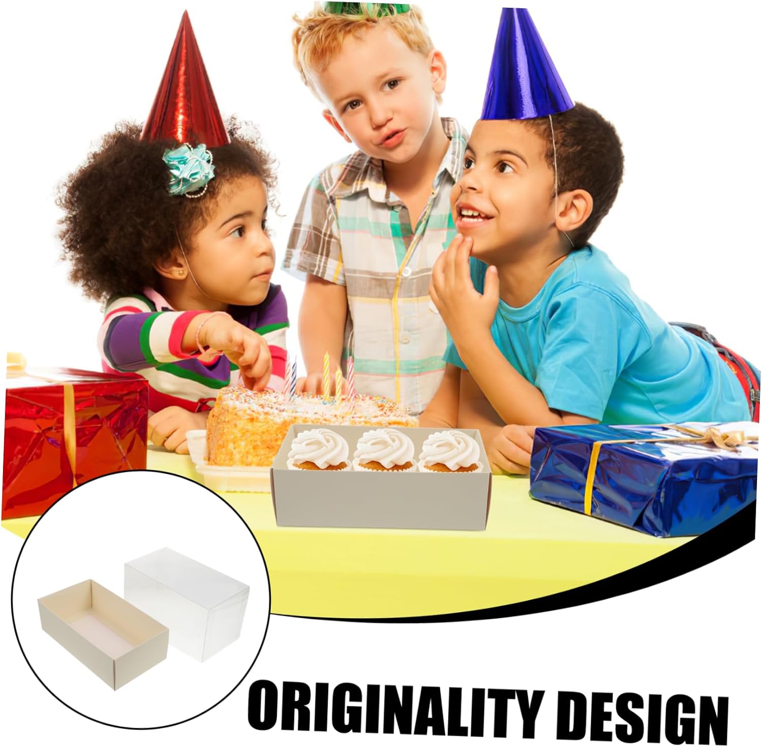 Hoement 5pcs Cake Roll Packing Boxes PET Dessert Containers