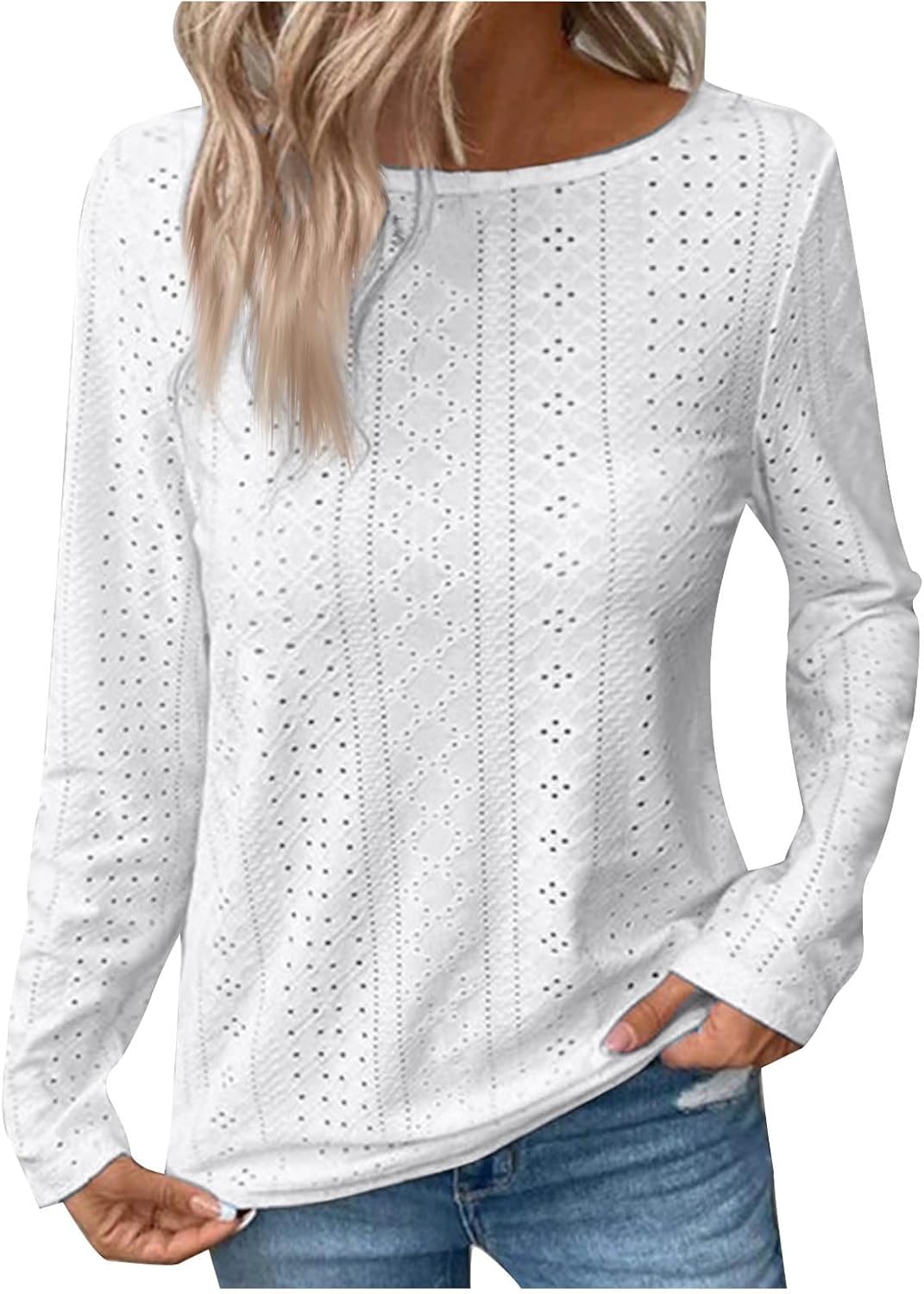 T-shirt Manches Longues Femme Dyhxuan - Coton Extensible Avec Trou Pour Pouce, Col Rond