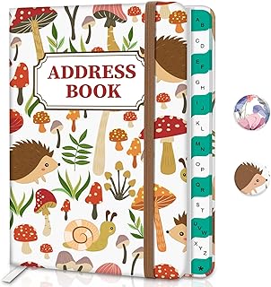 Address Book with Alphabetical Tabs, Pink, Small Address Book 6.1x4.7 inches, Contact Information Includes Names, Address, Cell Phone, Office, Email-Hedgehog