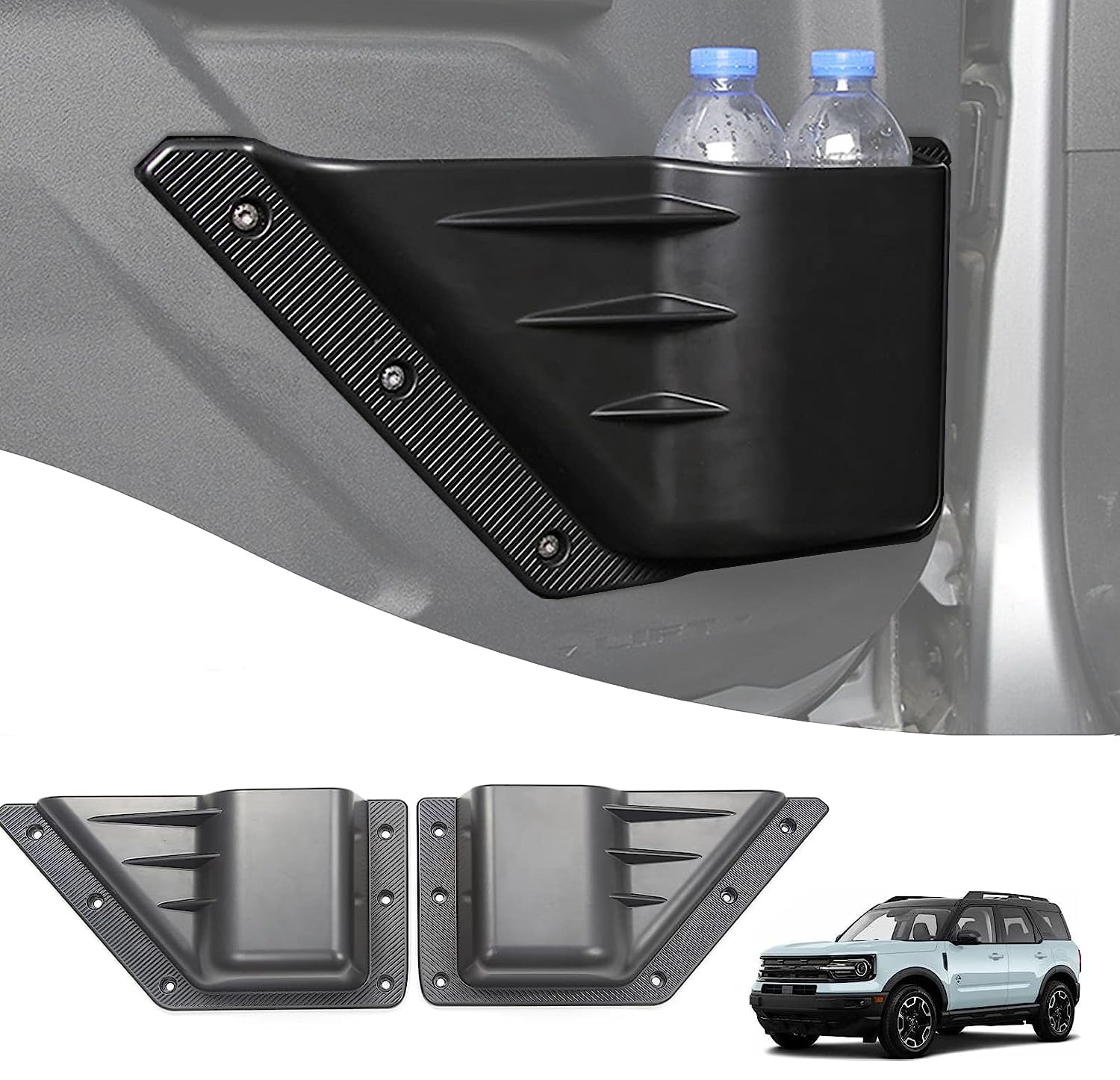 NITOYO 2PCS Bronco Storage Pockets Cup Holder for Rear Door, Adapted to Ford Bronco 2021 2022 2023, ABS Door Mounted Storage Accessory, Expansion Interior Accessories for Bronco