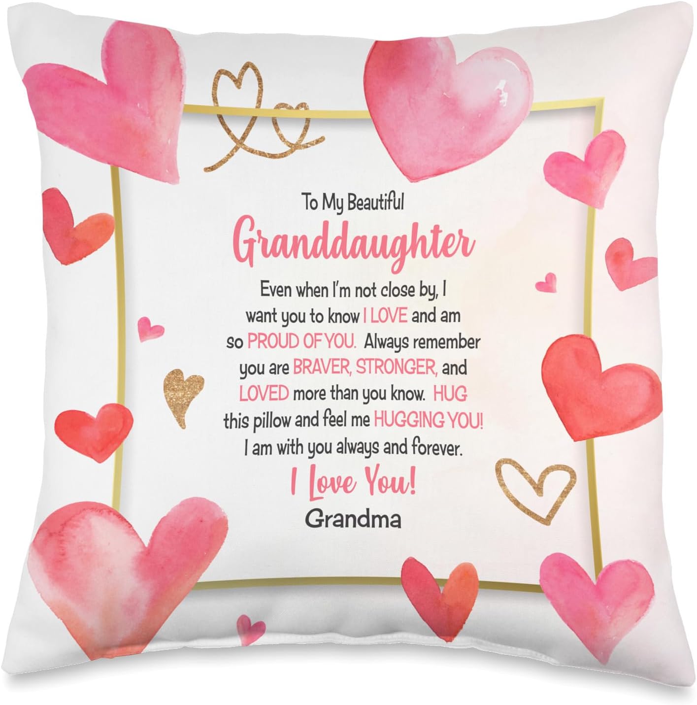 granddaughter gifts from grandma hearts I hugged pink love Throw Pillow
