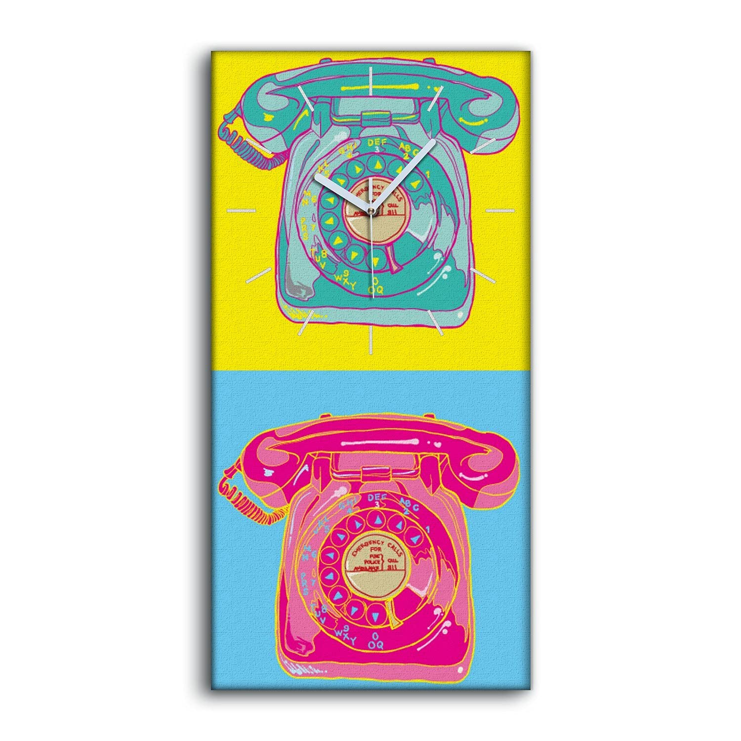 Horloge sur Toile Coloray Téléphone Rétro Pop Image Art Mural Salon Contemporain