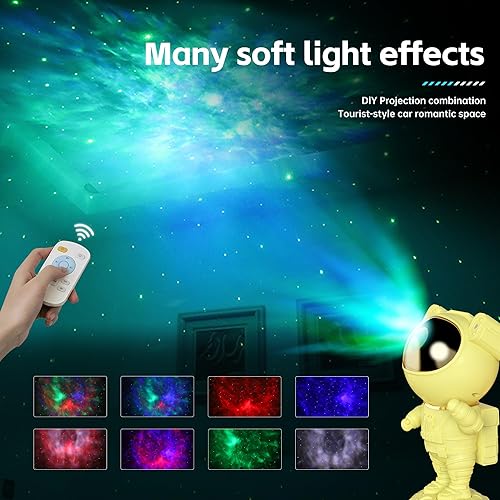 Miniatura 2 de SFOUR Proyector de galaxia astronauta, luz nocturna, luces para dormitorio, decoración de habitación de niños, ángulo de cabeza ajustable, regalo