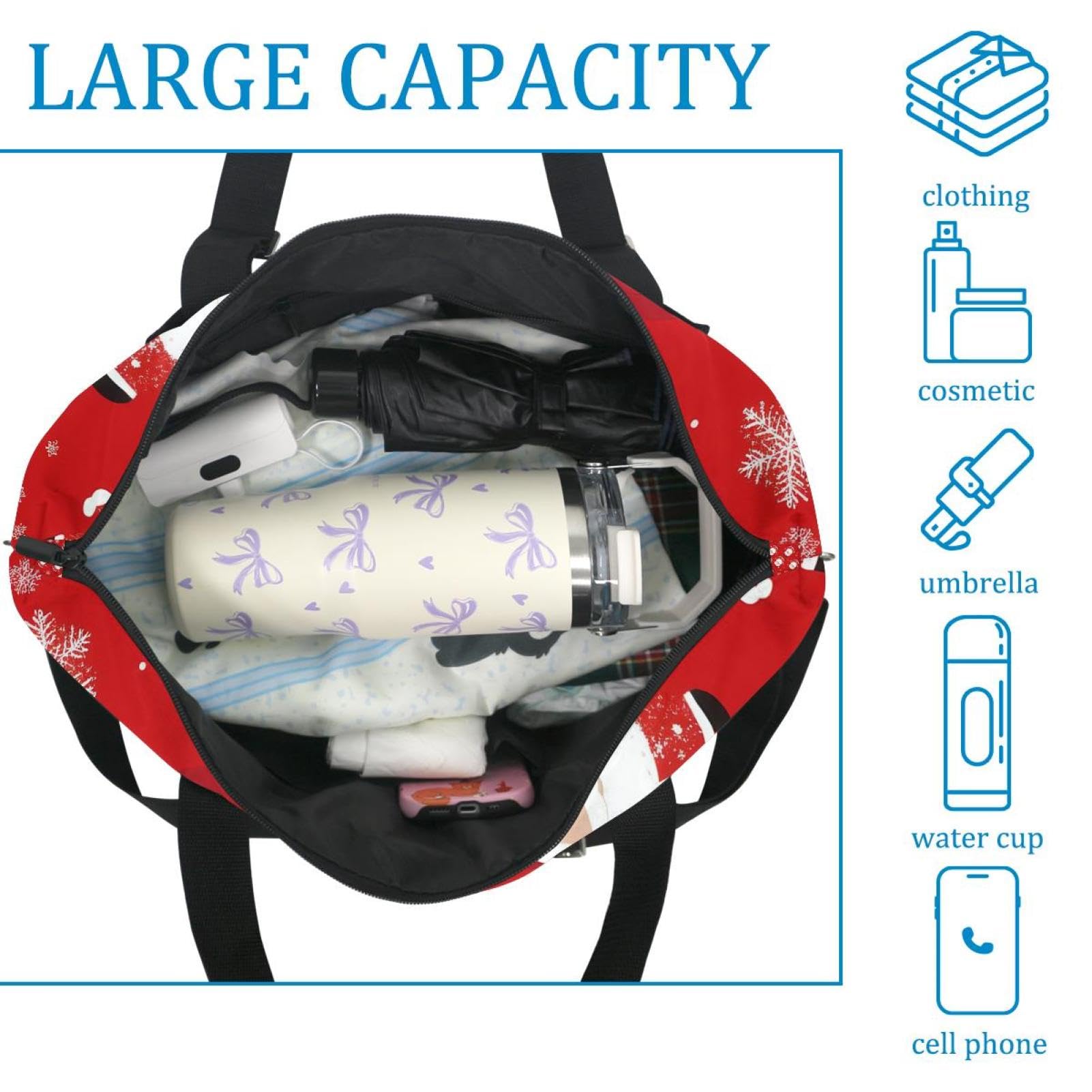 Reisetasche mit Weihnachtsmann-Schneeflocken, erweiterbar, Wochenendtasche, Übernachtungstasche, wasserdicht, Sport, Fitnessstudio, Krankenhaus-Tasche, Mehrfarbig 13, Eine Größe, Reisetasche