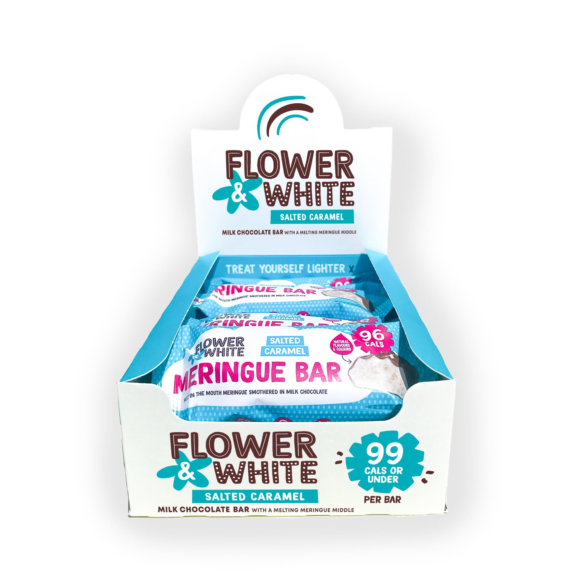 Salted Caramel Chocolate Meringue Bars (Pack of 15) - 96 Calories Per 20g Bar - Natural Flavours & Ingredients - Vegetarian & Gluten Free - Recyclable Packaging