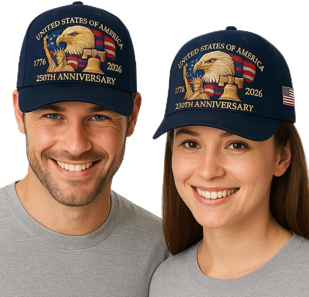 Eagle & Liberty – United States 250th Anniversary Hat, 2025 Adjustable Bald Eagle Printed Patriotic Baseball for Men Women