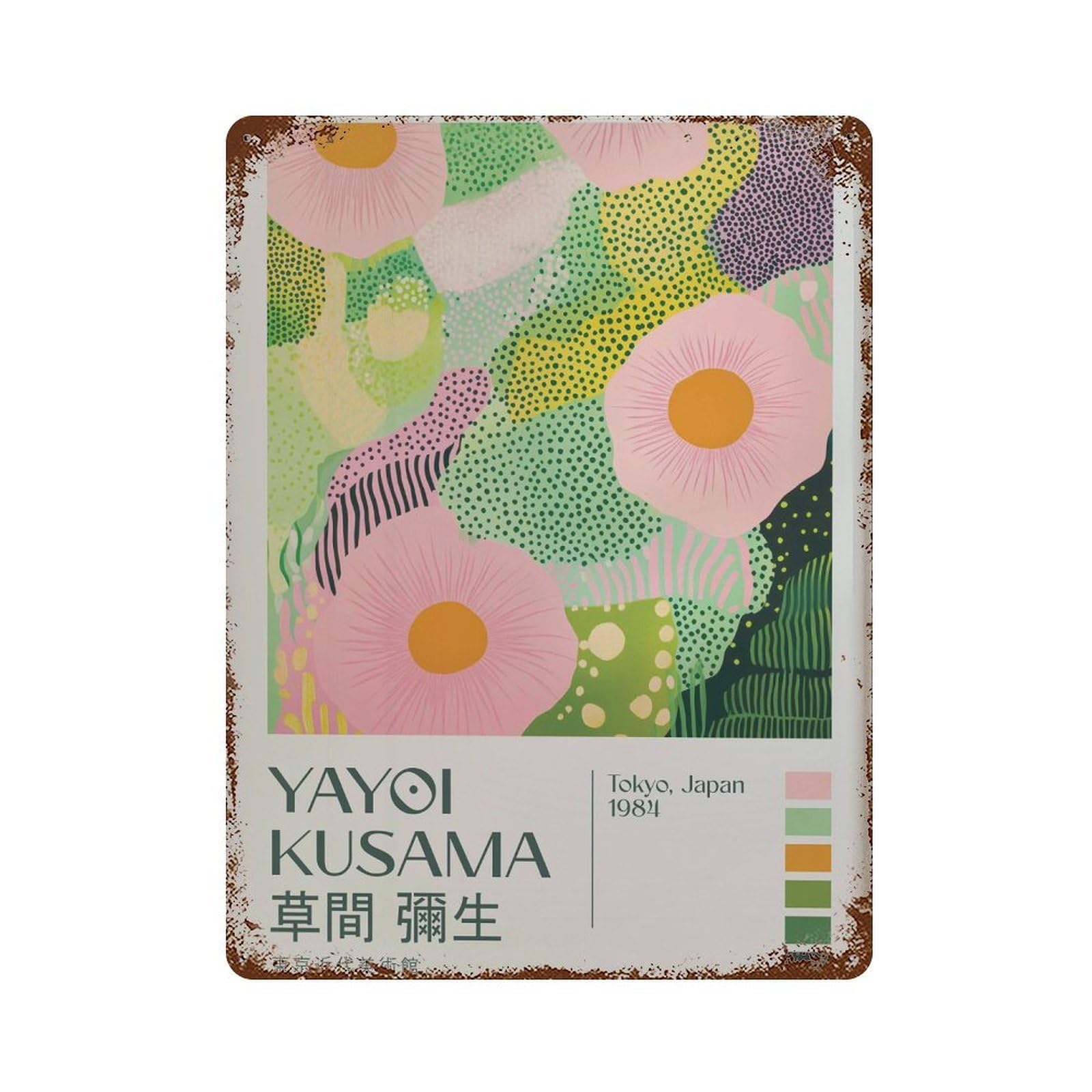 xiaoxiaoshen Yayoi Kusama Modern Japandi Livingroom. Exhibition Maximalist Wall Decor Art Metal Tin Poster Modern Home Decor Art Home Bar Shop Decorations Vintage Sign 40x30cm