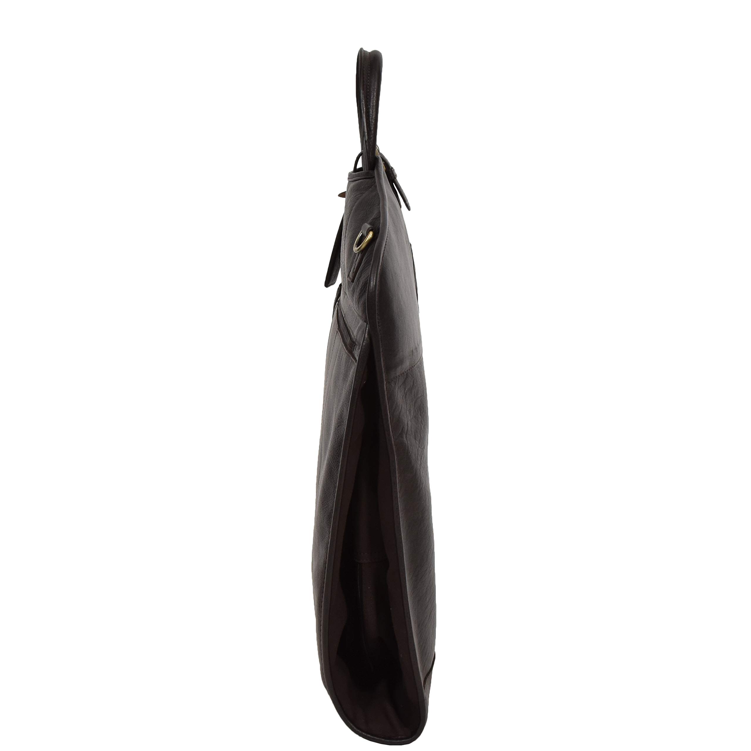 Bolsa de vestir de piel auténtica para traje de viaje, delgada y lujosa (marrón)