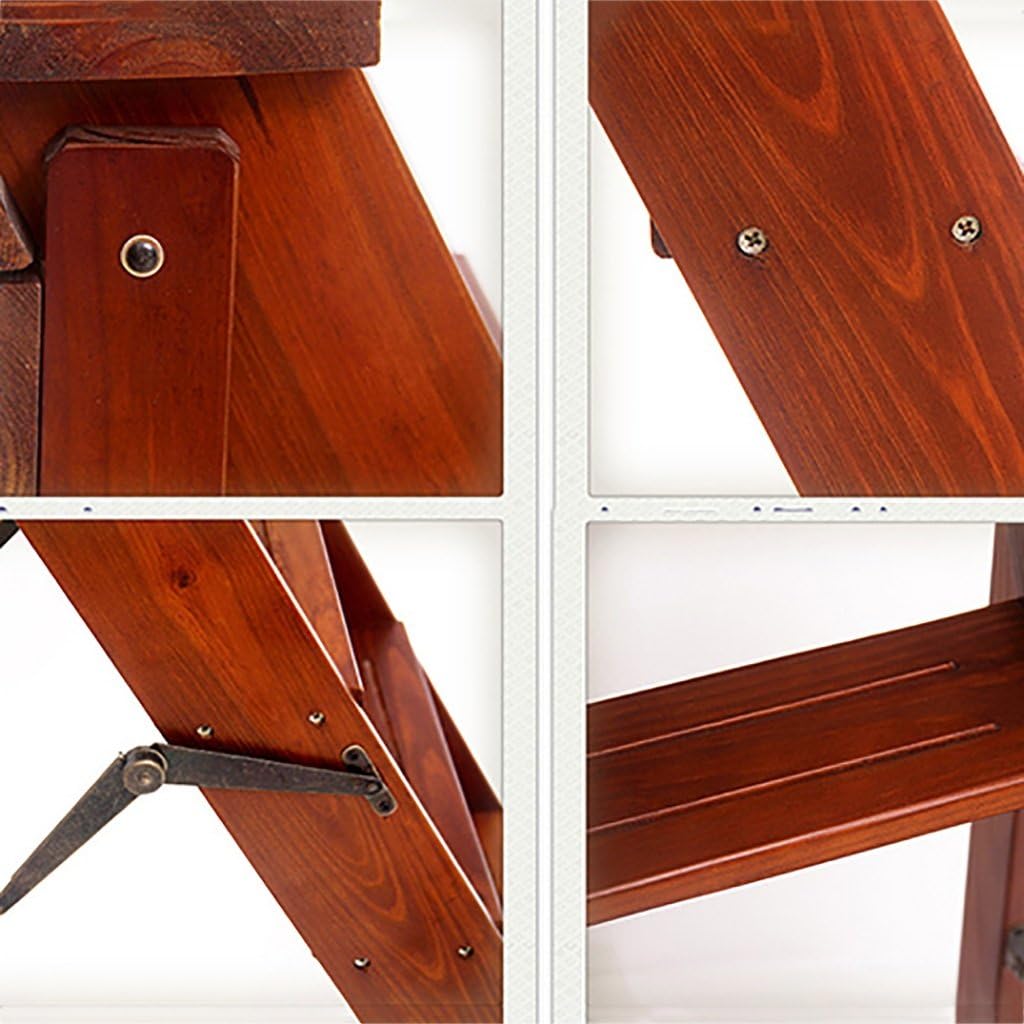 Folding Chair Stairs Multifunction Dual Use Solid Wood 5 Steps, 2 Colors, 34 * 59 * 88M (Color : Light Walnut)