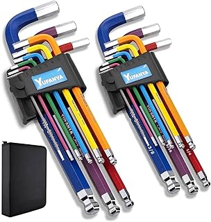 YUFANYA 18-Piece Allen Wrenches Sets,Premium Quality SAE/Metric Hex Key Set in Portable Case,Durable Industrial CRV Made,Long Arm Ball End, Multicolor Coding