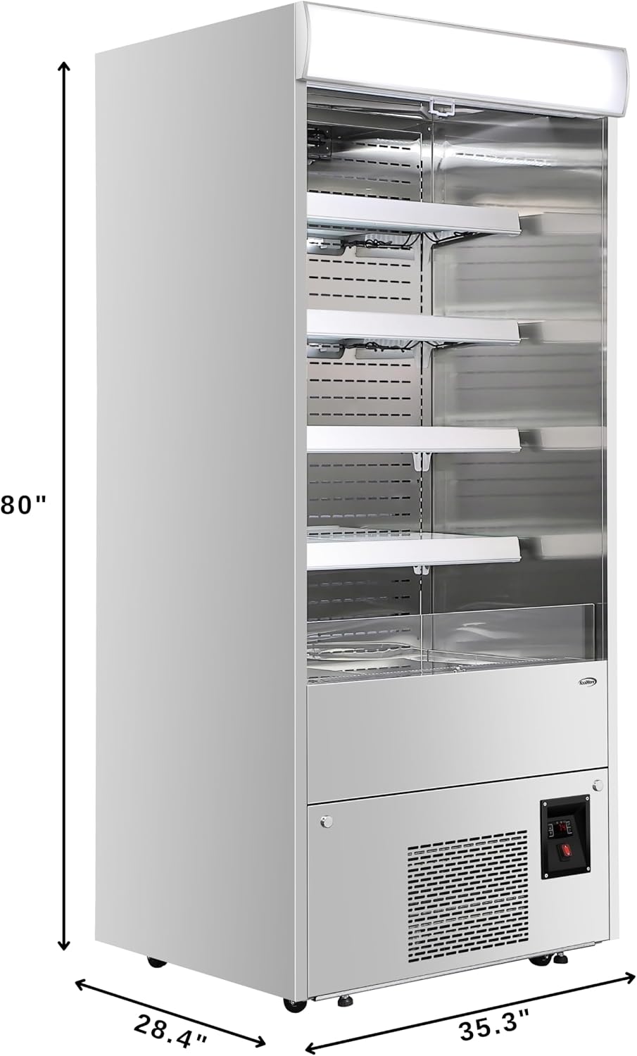 KoolMore 35.3 in. Open-Air Merchandiser Grab and Go Refrigerator, ETL Listed for Safety and Sanitation, 18 cu. ft. in Stainless Steel (KM-CDA-18C-SS)