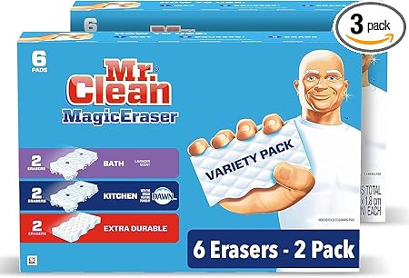 Mr Clean Magic Eraser Variety Pack, Includes Bath, Kitchen, & Extra Durable Cleaning Pads, 12 Count