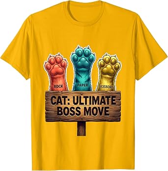 Cat Ultimate Boss Move Rock Paper Scissors Paws T-Shirt