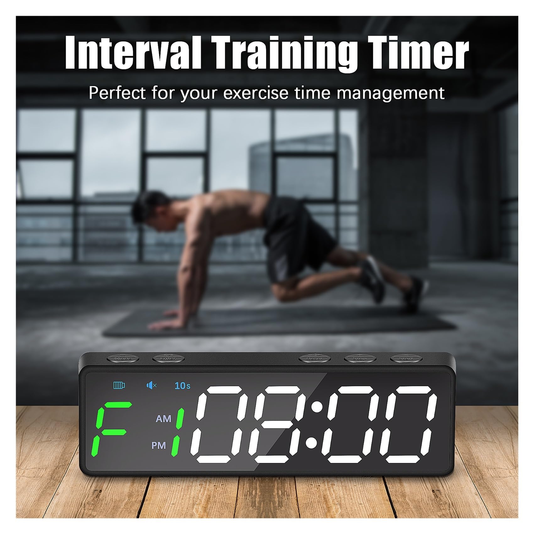 Gym Timer, Temporizador de gimnasio portátil, temporizador de intervalos, reloj de entrenamiento físico, cuenta regresiva/arriba/cronómetro magnético y recargable por USB