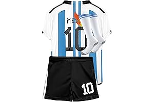 Kids Lionel Messi Argentina Soccer Jersey #10 Messi Football Uniform for Boys & Girls