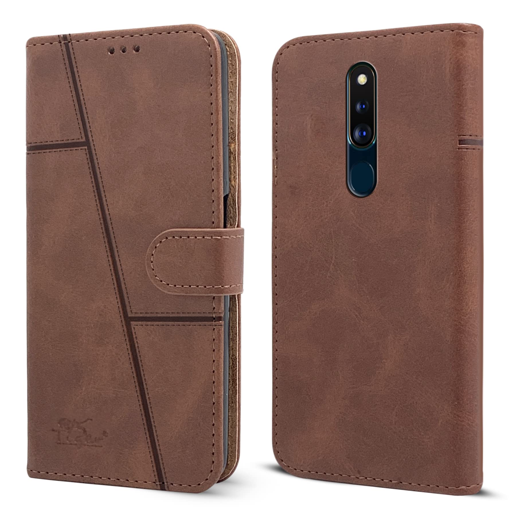 Jkobi Flip Cover Case for Oppo F11 Pro (Stitched Leather Finish | Magnetic Closure | Inner TPU | Foldable Stand | Wallet Card Slots | Brown) (B0B5KTYHNX) Amazon Price History, Amazon Price Tracker