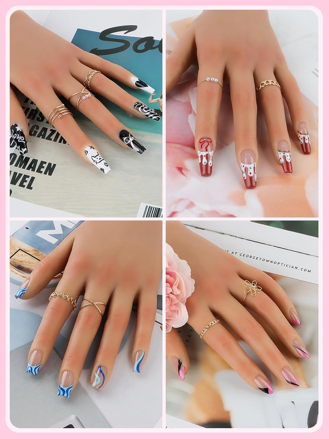 EBANKU Main d’Entraînement en Silicone pour Ongles Acryliques, Main Flexible avec Support, Main Factice Réutilisable pour Débutants et Professionnels du Nail Art