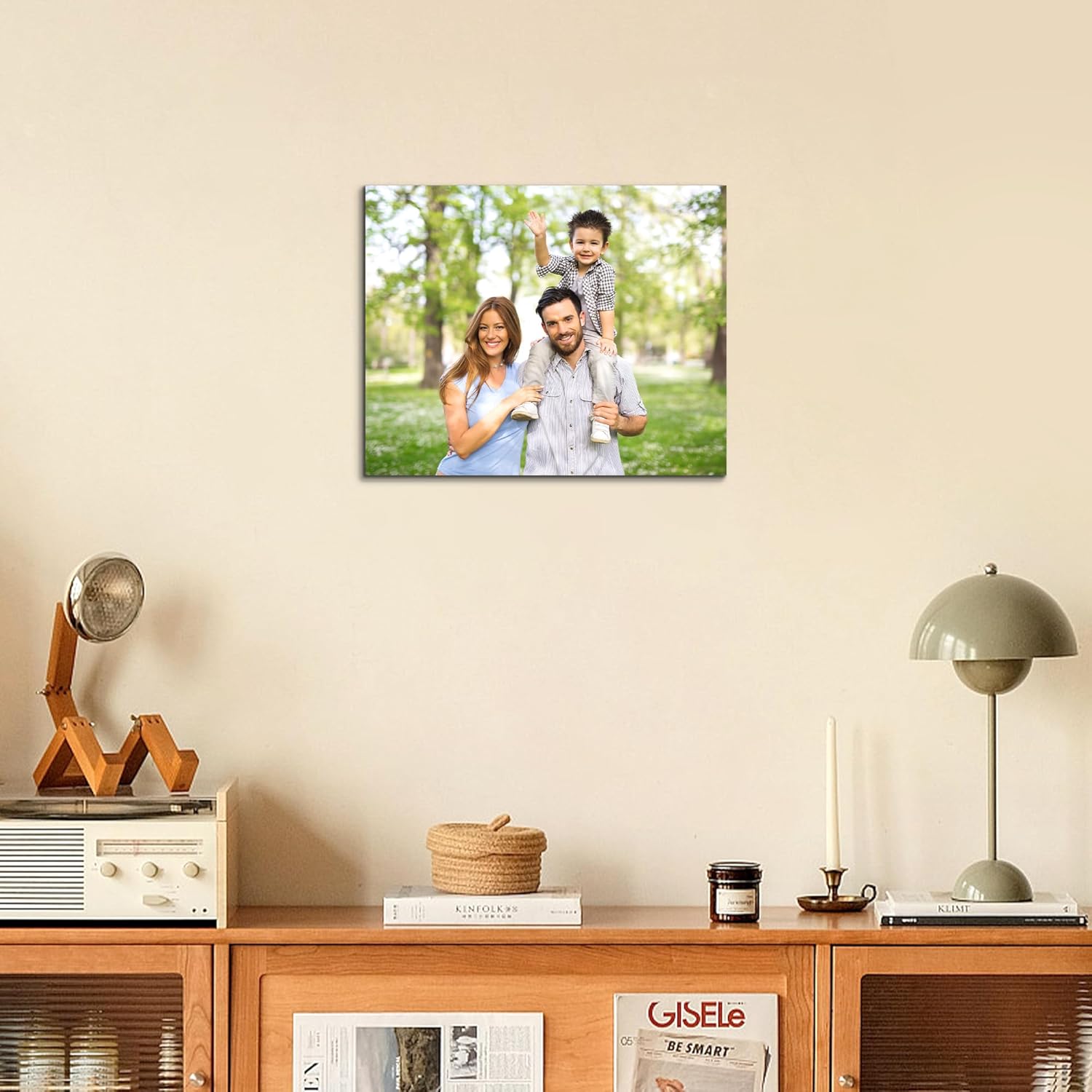 HomeLifairy Custom Canvas Prints With Your Photos - Personalized Picture Photo Prints, Framed Sandstone Canvas Wall Art for Bedroom, Wall Decor, Wedding Pet Family Customized Gifts (20" x 16")