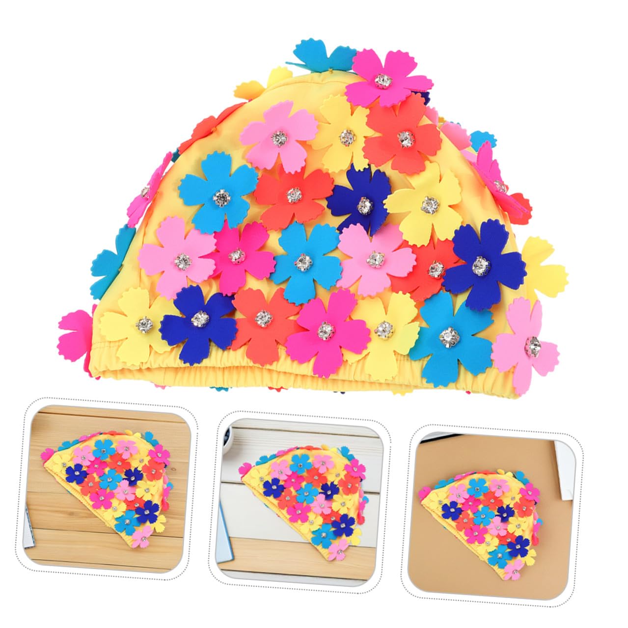 Gorro de Baño Pétalos de Flores, 2 Piezas, Nailon, Mujer