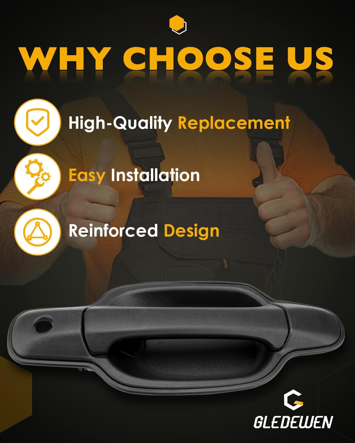 Passenger Door Handle, Compatible with 2004-2012 Chevy Colorado, GMC Canyon, Isuzu, Exterior Front Right Side Door Handle with Key Hole, Replace# 79317, GM1311146, 14488527, Black Outside Door Part