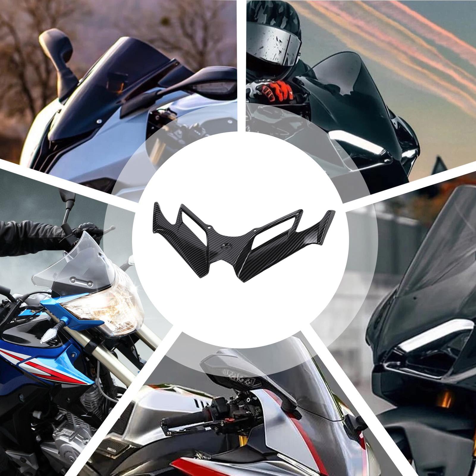 aerodinámico Delantero Delantero de biciclta: Aletas de Motocicleta de Recubrimiento de Fibra de Carbono | ala de Viento en biciclea | Spoiler Lateral Frente a la para Motocicleta, b