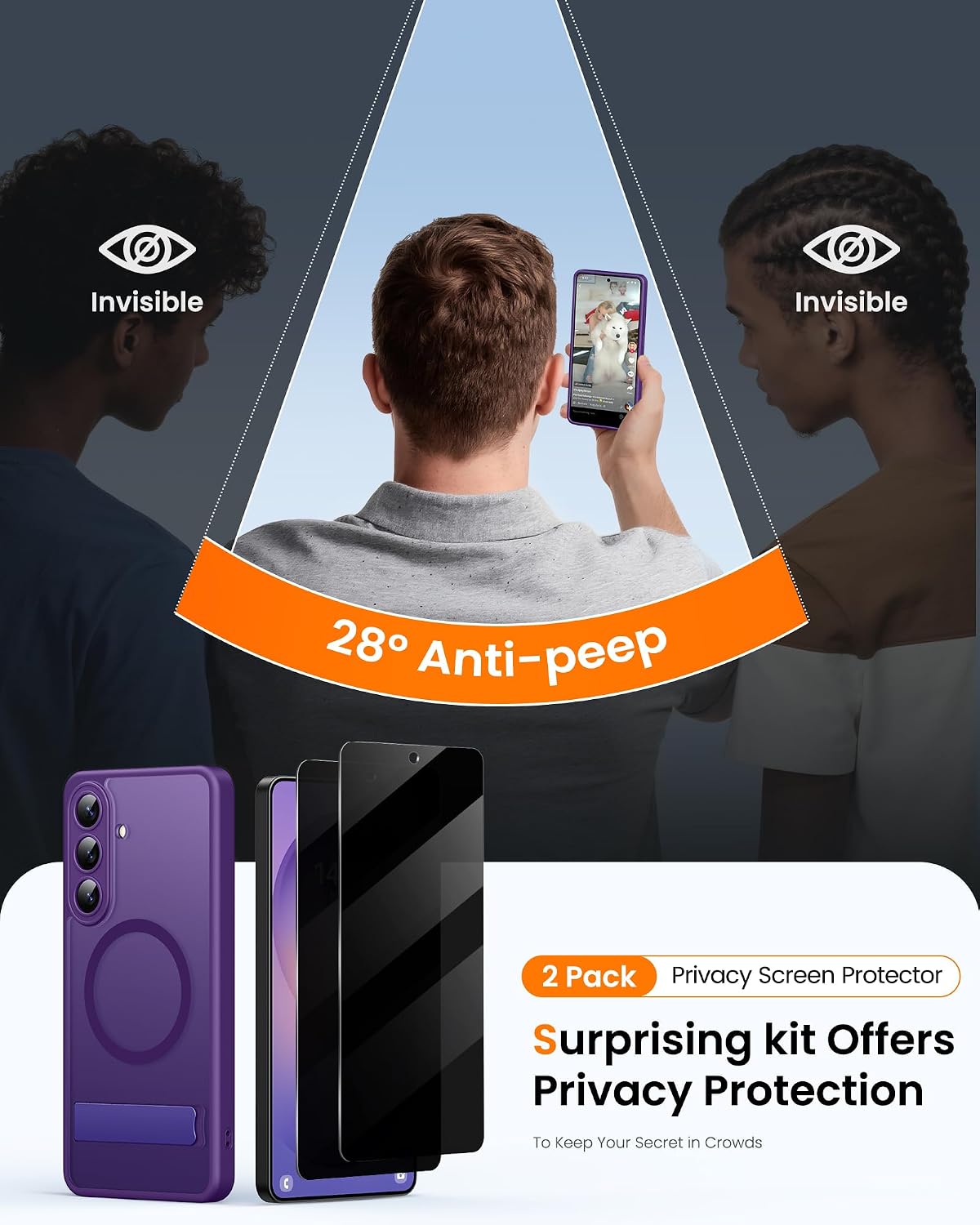BXYJY for Samsung Galaxy S26 Magnetic Case with Stand, Dark Purple image 3
