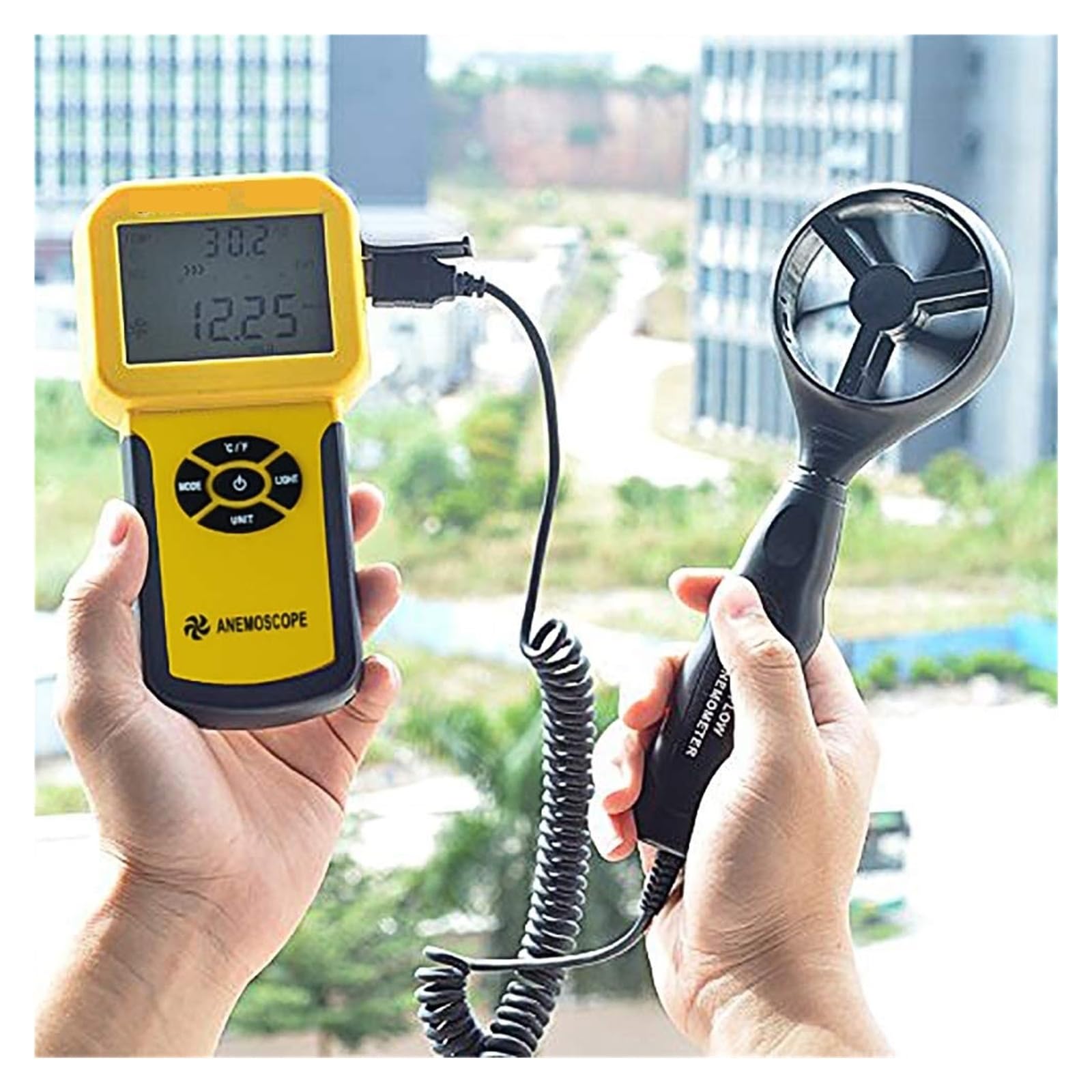 Anemometry, Czujnik prędkości wiatru, cyfrowy anemometr, ręczny przyrząd do pomiaru objętości powietrza