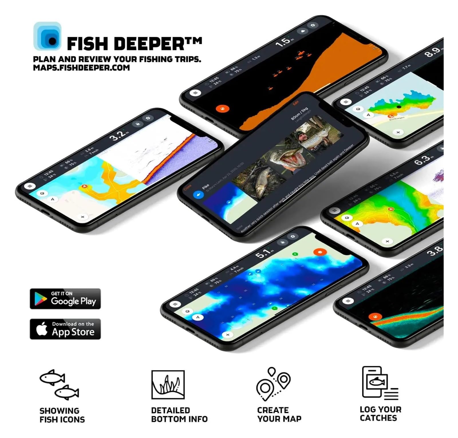 Sonda de Pesca portátil - y sonda Profundidad for Kayaks, Barcos en Hielo | Sin GPS | Se Puede lanzar