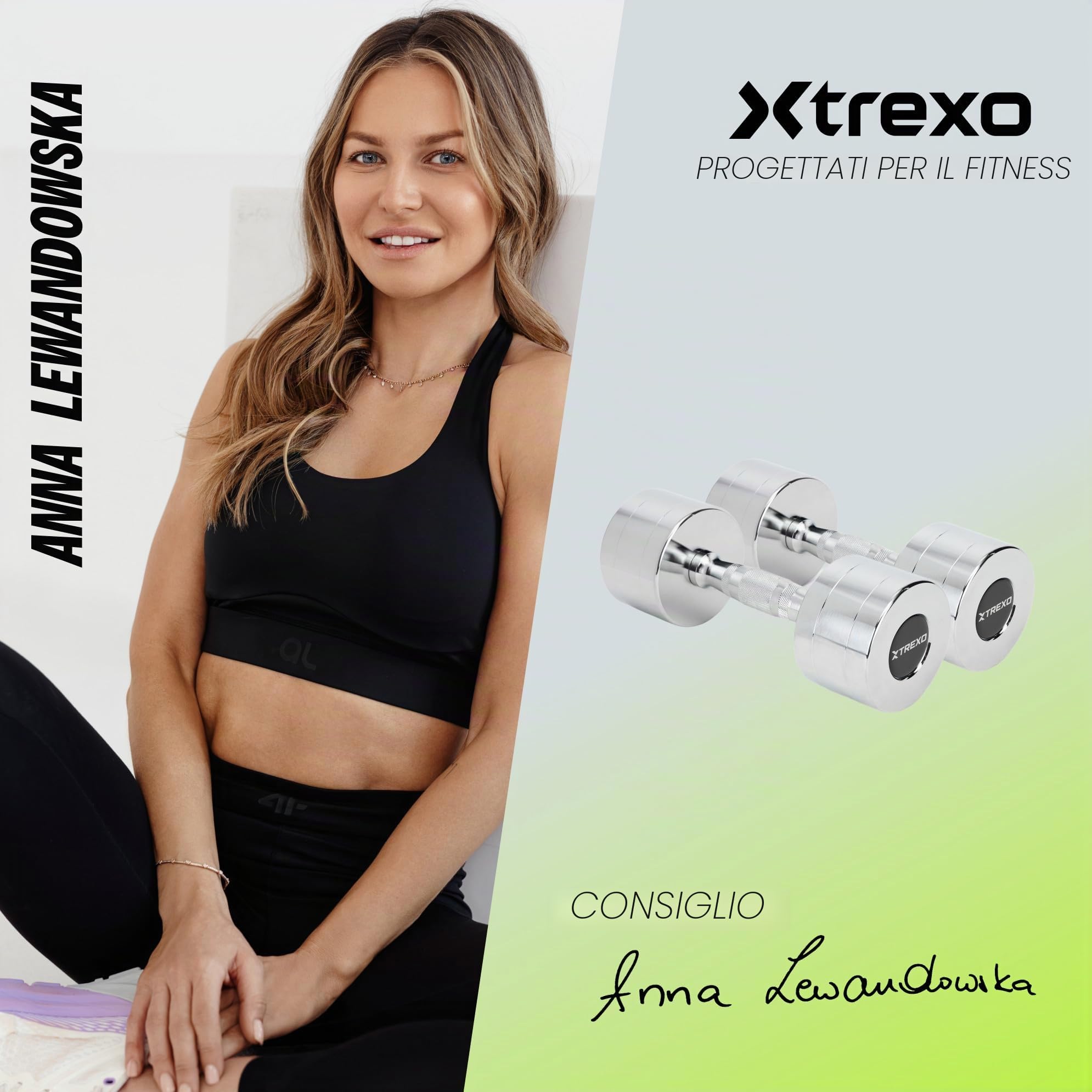 TREXO Set di manubri cromati da 2 x 7 kg, set di manubri in acciaio con manico antiscivolo, ideali per l'allenamento di forza, resistenza e funzionalità, perfetti per casa e palestra