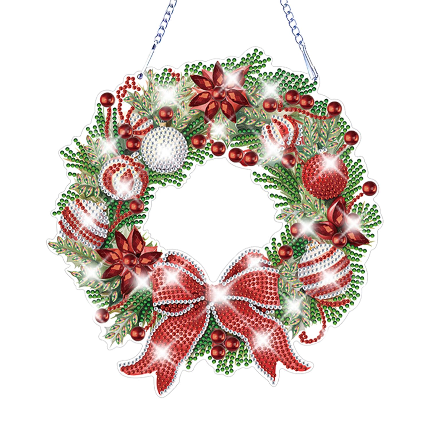 Christmas Diamond Art Wreath Kit 5D Diamond Art Painting DIY Partial Special Drill Wall Garland Pendant Crystal Rhinestone Christmas Wreath Kits Xmas Handmade DIY Gifts
