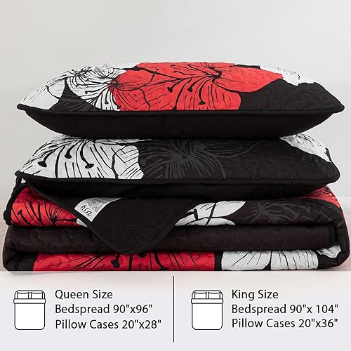 Miniatura 43 de DJY Juego de edredón de 3 piezas, tamaño Queen, con patrón floral amarillo, elegante colcha bohemia con 2 fundas de almohada, juego de ropa de cama