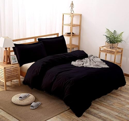 Miniatura 1 de Juego de funda de edredón de 3 piezas de alta calidad con cierre de cremallera y lazos en las esquinas, fundas de almohada ultrasuaves de 1000