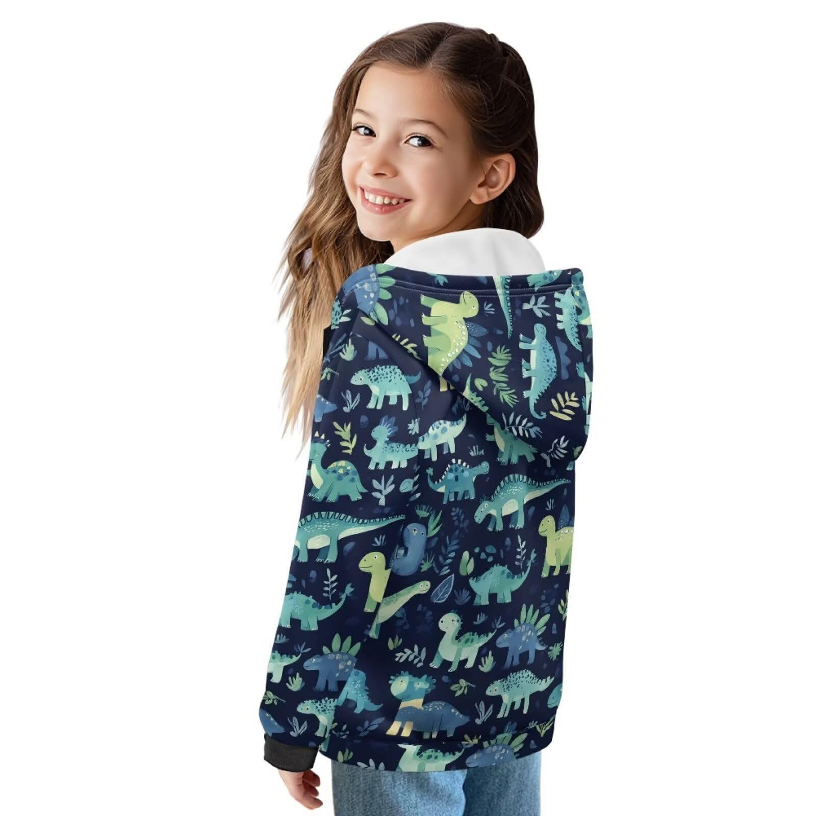 Kinder Kapuzenpullover mit durchgehendem Reißverschluss für Mädchen und Jungen, Größe 6–16