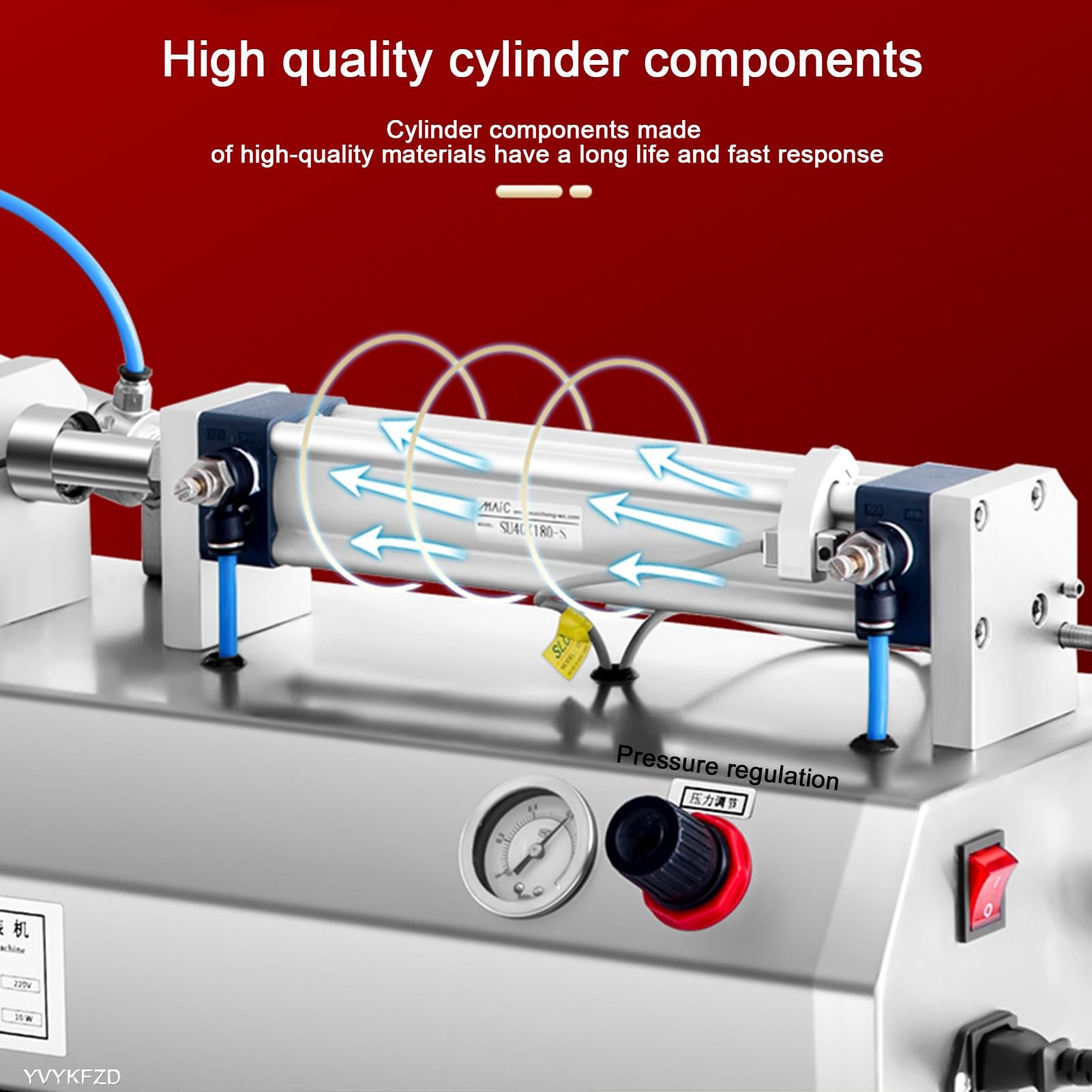 YVYKFZD Máquina De Llenado De Líquidos En Pasta, Llenadora De Botellas Semiautomática Horizontal Ajustable, Llenado De Líquidos Neumática De Acero Inoxidable De Cabezal Simple, Para Alimentos (Size :