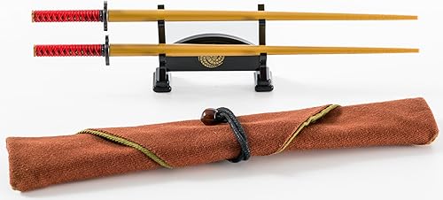Palillos japoneses katana samurái. con soporte para palillos tipo espada y estuche portátil para palillos (Uesugi Kenshin)
