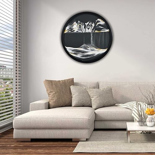 ETULLE Cuadro de arte de arena móvil arte de pared giratorio de 360 para manualidades de vidrio redondo 3D paisaje de arena de mar profundo en disponible en Yaxa Colombia