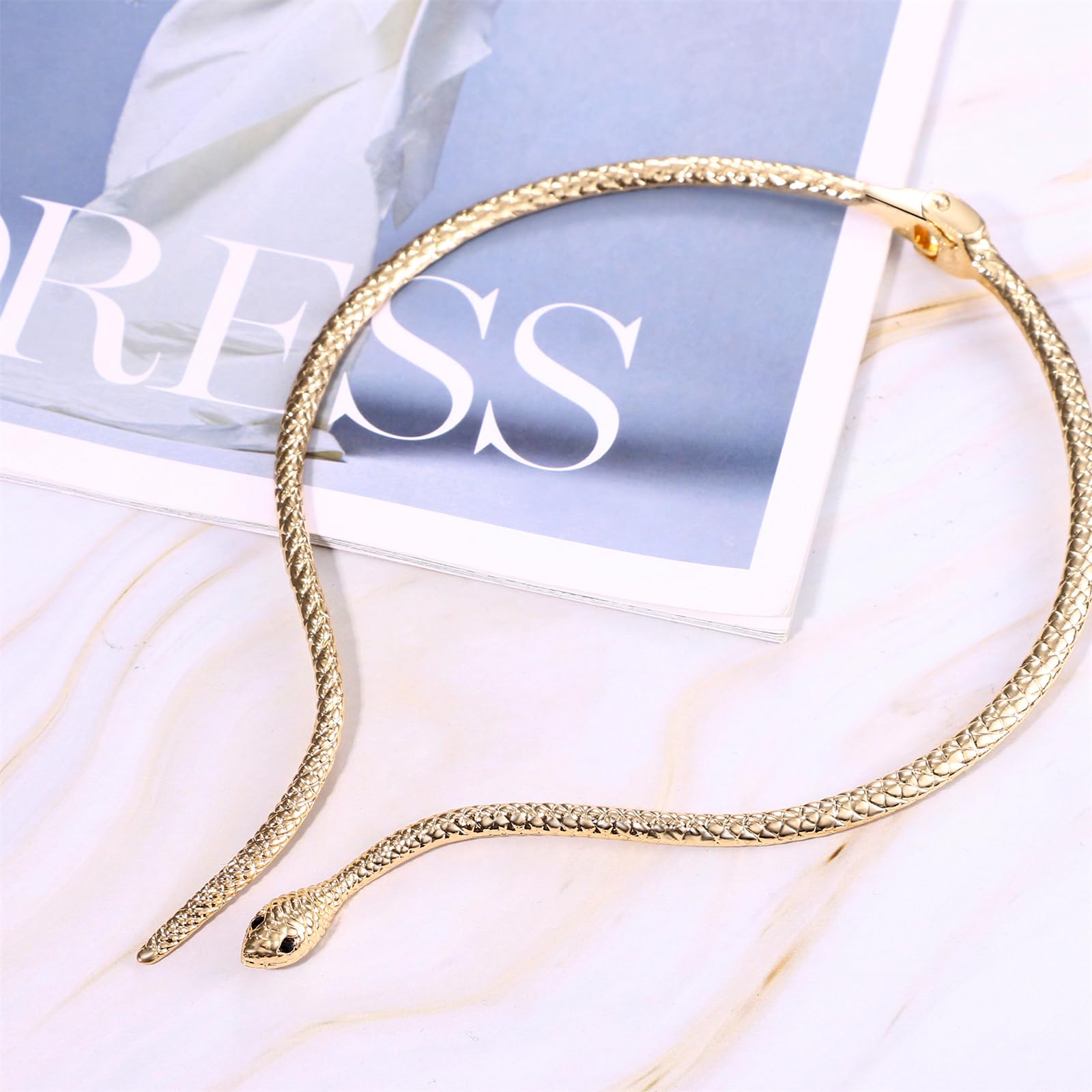 JewelryWe Collana Serpente Girocollo da Donna: Collana Vintage Classico Regolabile Choker in Acciaio Inossidabile Holloween Accessori da Donna