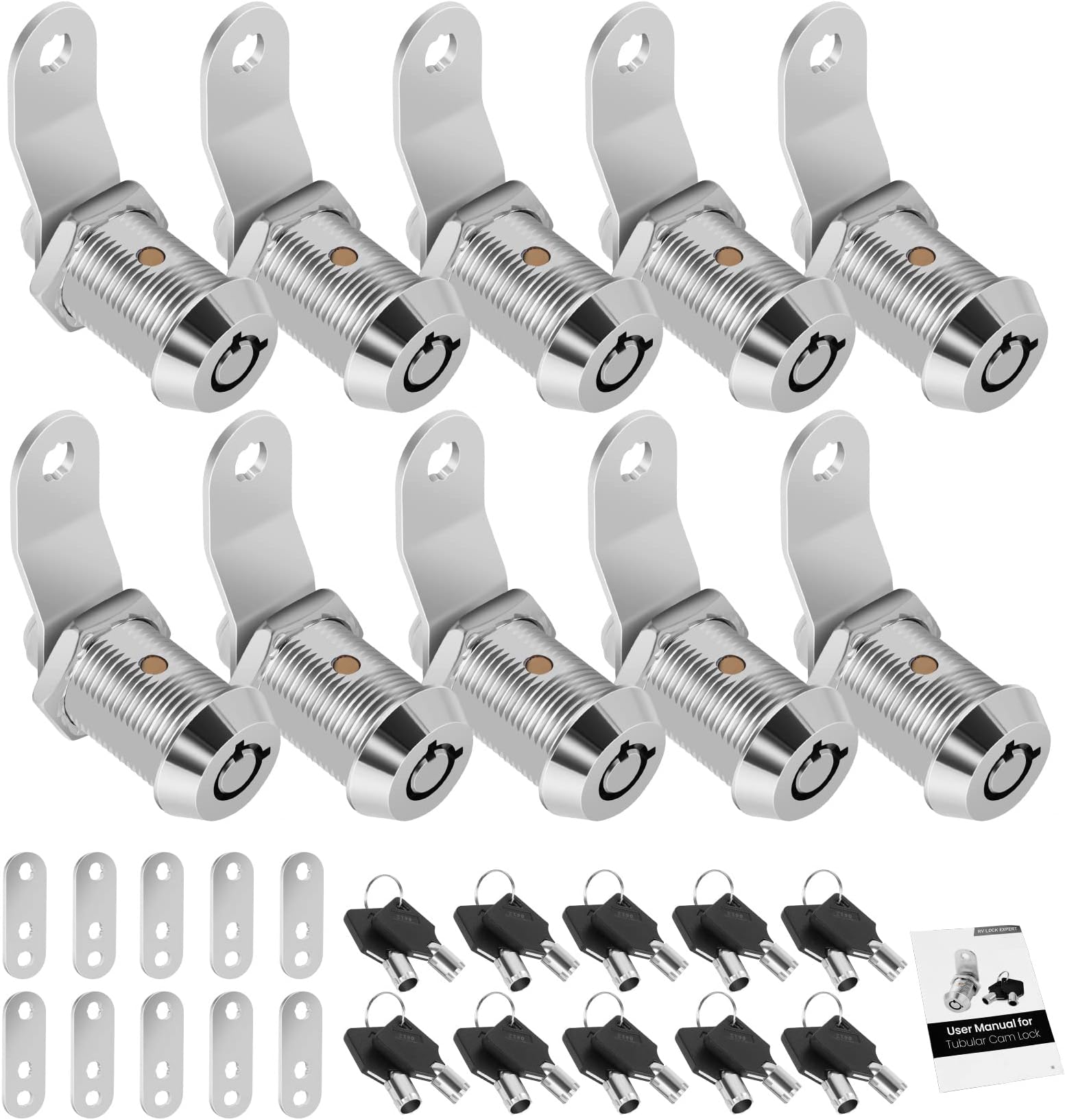 X AUTOHAUX 8 Set Chrome Finish Cam Lock RV Storage Locks