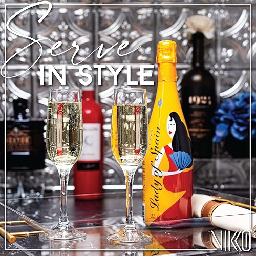 Miniatura 3 de Vikko Copas de champán, 7.25 onzas, copas de champán transparentes cristalinas, juego de 4 elegantes copas de vino espumoso