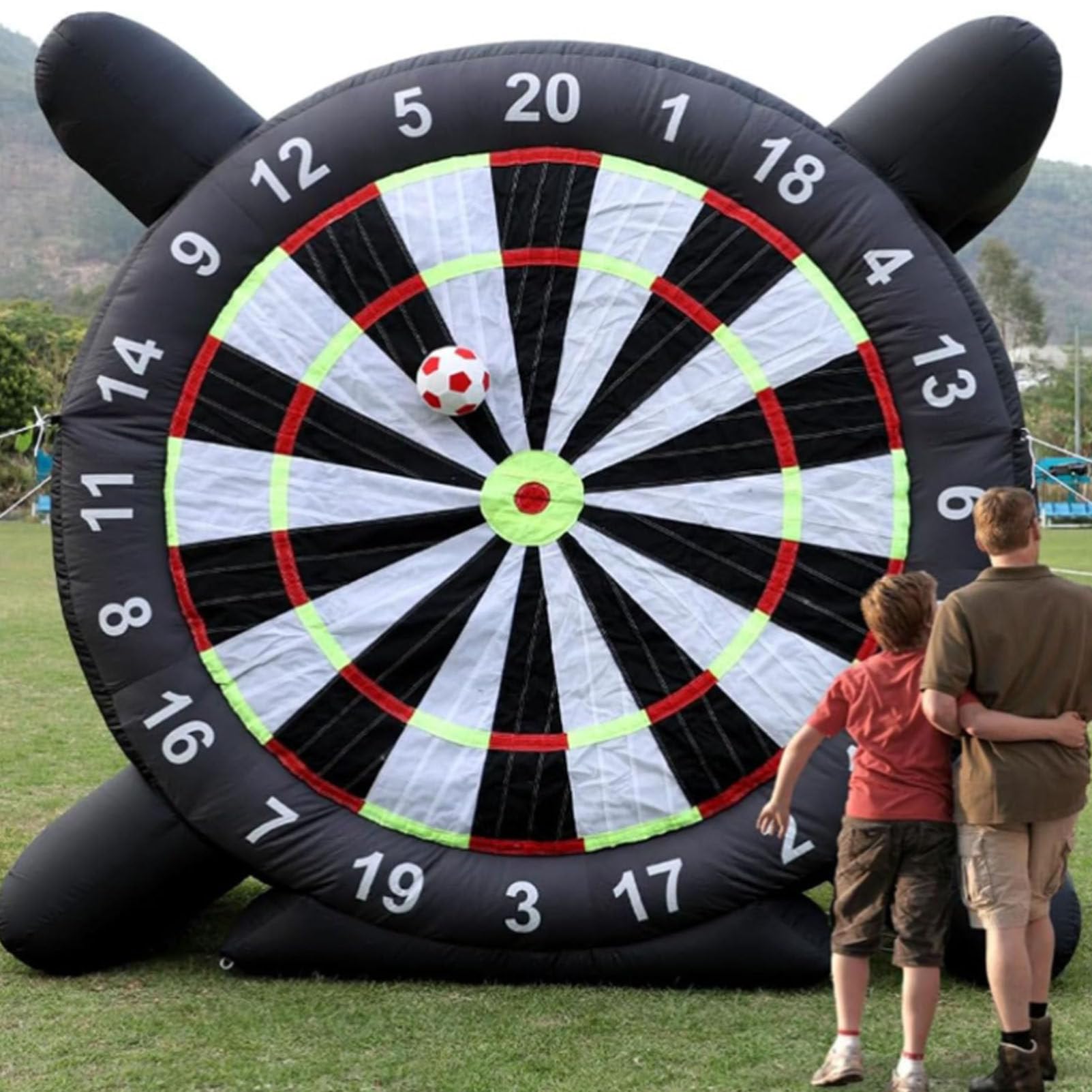 Cashwise Giant Outdoor Inflatable Football Dart Board with 8pcs Sticky FootBall& Blower, Portable Soccer Training Aid for Kick Dartboard Sport Game B-4M/13FT