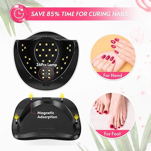 Miniatura 5 de Haomaomao Secador de uñas para esmalte de gel UV LED lámpara de uñas de 120 W, secado de uñas, secador de esmalte de uñas de gel para mujeres y