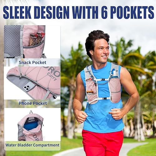 Miniatura 2 de Chaleco ligero para correr para mujeres y hombres, mochila de hidratación con bolsa de vejiga de agua de 1.5L para senderismo, senderismo, correr