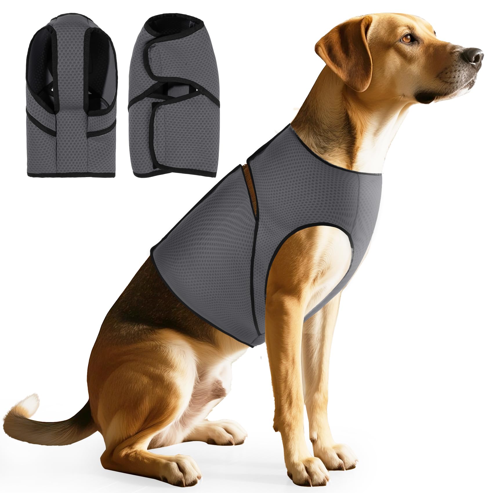 Chaleco de ansiedad para perros, abrigo calmante para aliviar la ansiedad, envoltura cómoda y chaleco ajustable de presión suave para mascotas, para truenos, viajes y fuegos artificiales