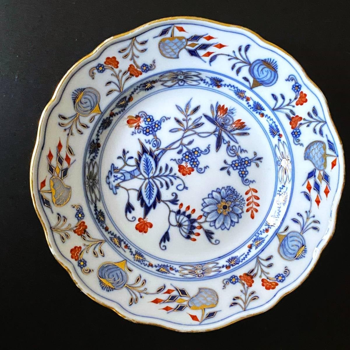 マイセン ブルーオニオン レッド&ゴールド Bread Plates 2枚 マイセン 