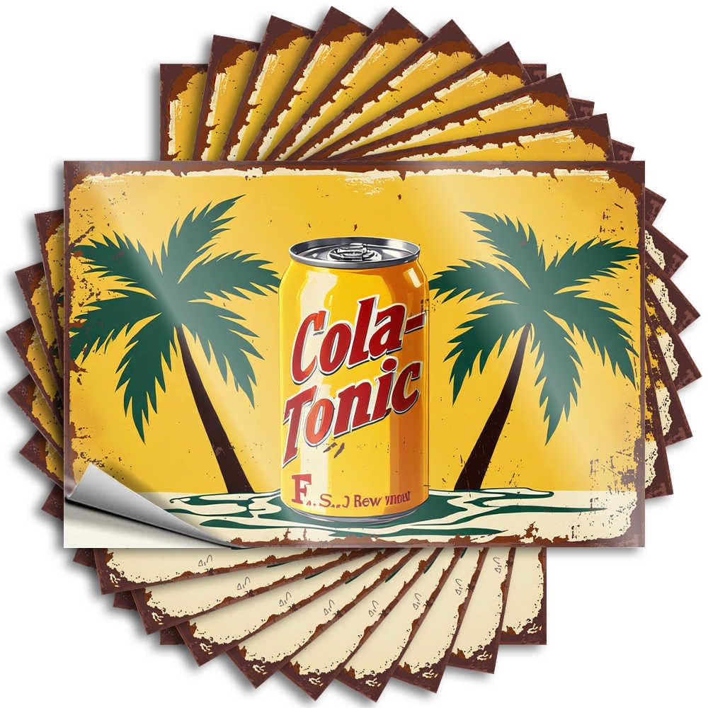 Guest Tattoo Hat | Vintage Cola-Tonic Can with Tropical Palm Trees Girly Things Sticker Pack(12X18CM)
