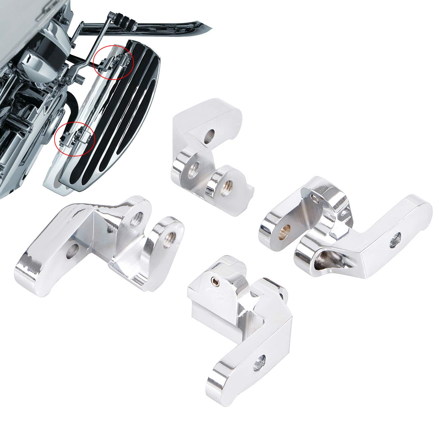 XMMTChrome Driver Floorboard Relocation Brackets Foot Control Component for Harley Touring Electra Glide Street Glide Road Glide Road King 1997-2016